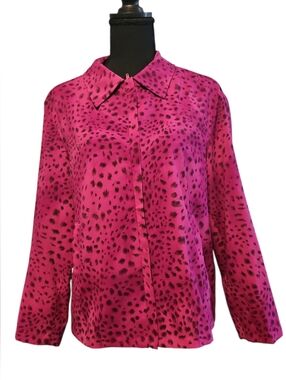 TanJay Fuchsia Animal Print Button-Down Lightweight Jacket Size 8